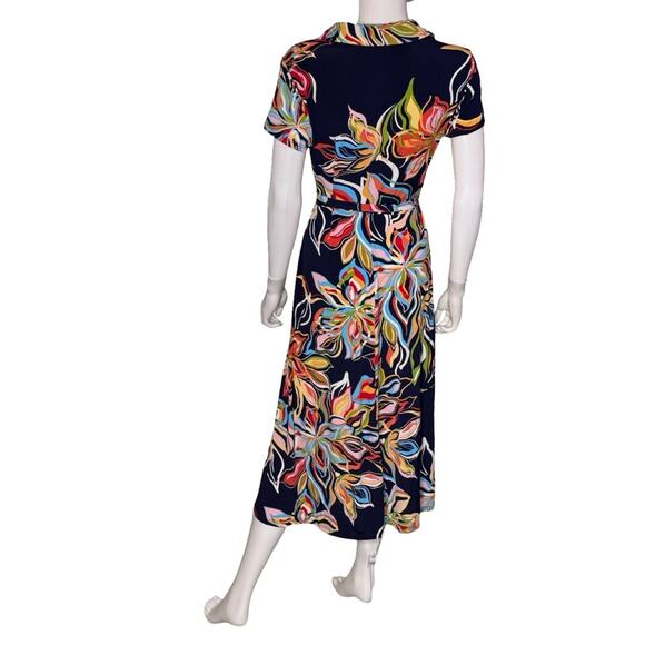 MSK Women's Floral Printed Short-Sleeve Tie-Waist Jersey Dress Sz M - Picture 6 of 9
